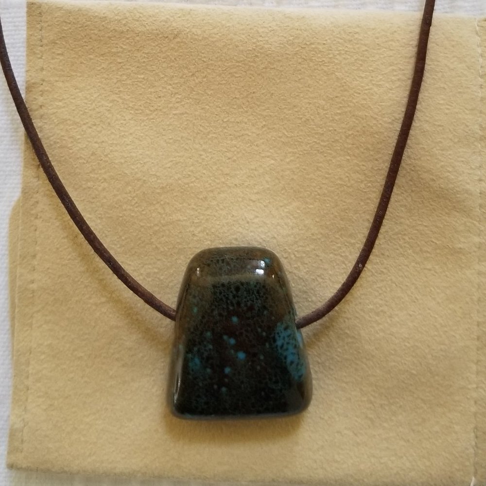 Brown/Blue stone necklace on leather cord